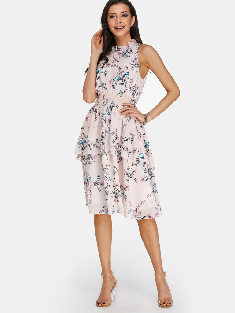 Ladies Light Pink Floral Dresses