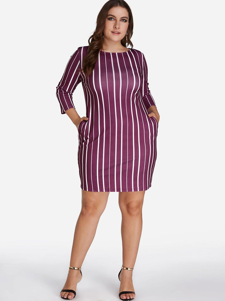 Womens 3/4 Sleeve Plus Size Dresses