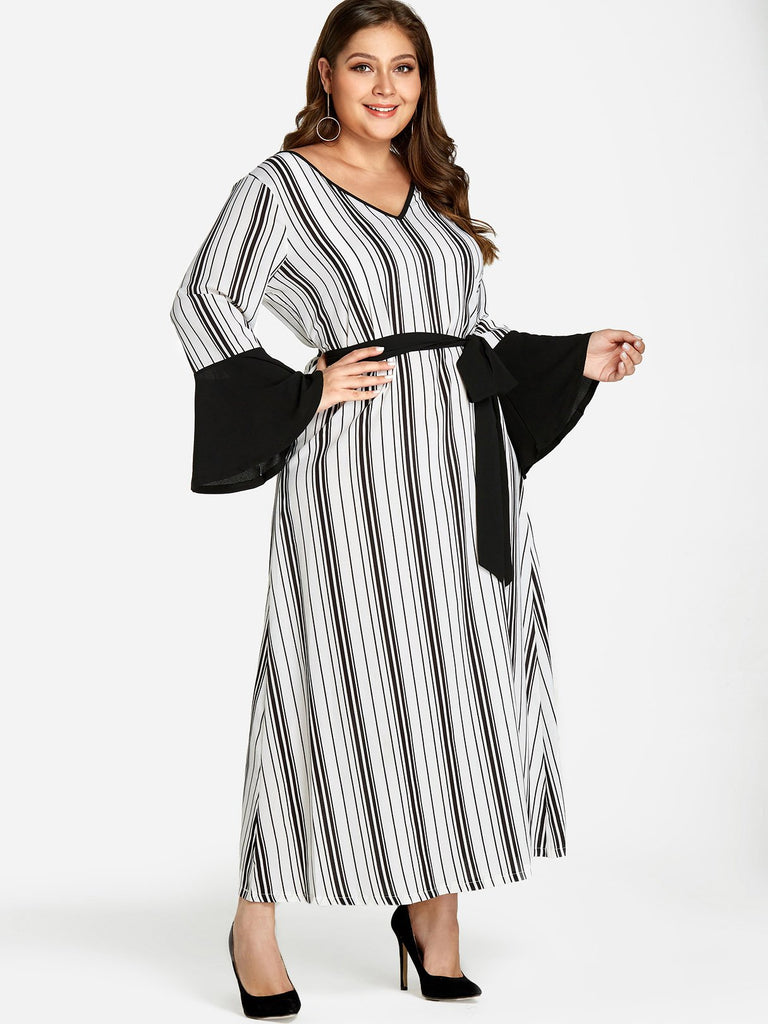 Ladies Striped Plus Size Dresses