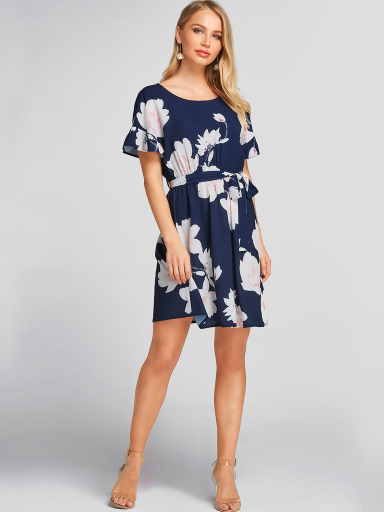 Womens Navy Floral Dresses