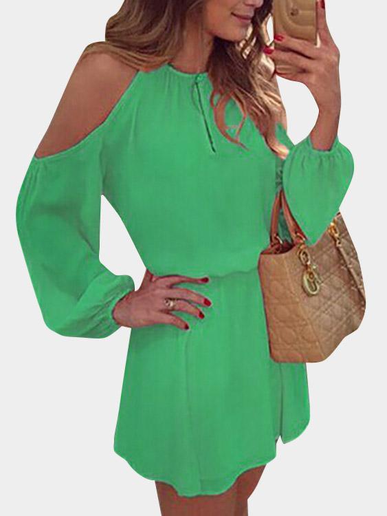 Cold Shoulder Long Sleeve Casual Dress