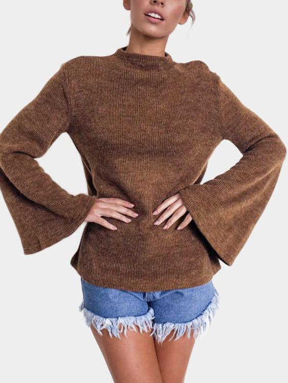 Perkins Collar Plain Long Sleeve Top