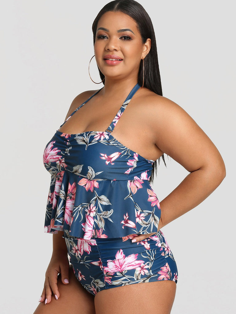 Ladies Navy Plus Size Swimwear