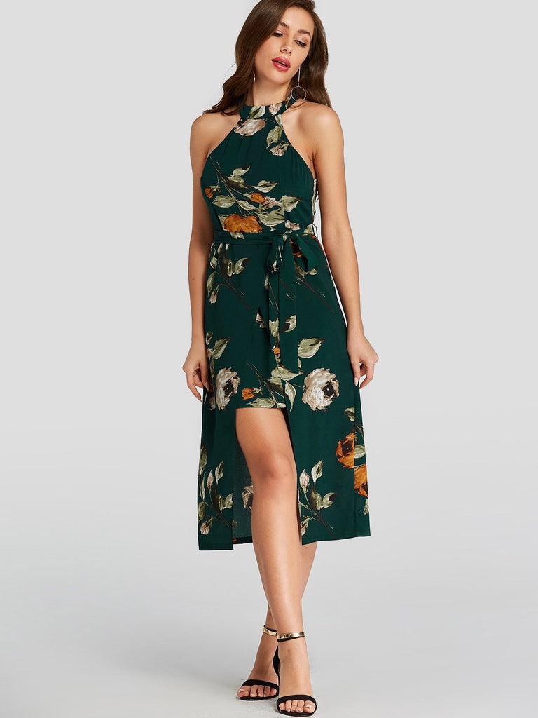 Womens Green Floral Dresses