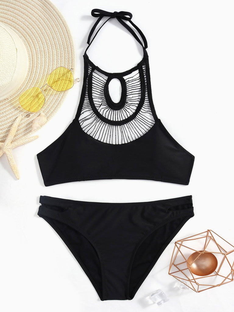 Black Halter Two Piece Bikini