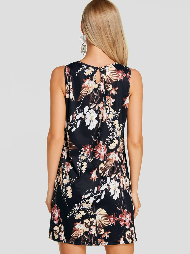 Womens Floral Print Mini Dresses