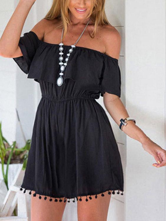 Ladies Black Off The Shoulder Dresses