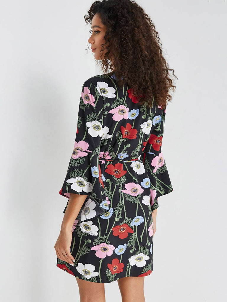 Womens Black Floral Dresses