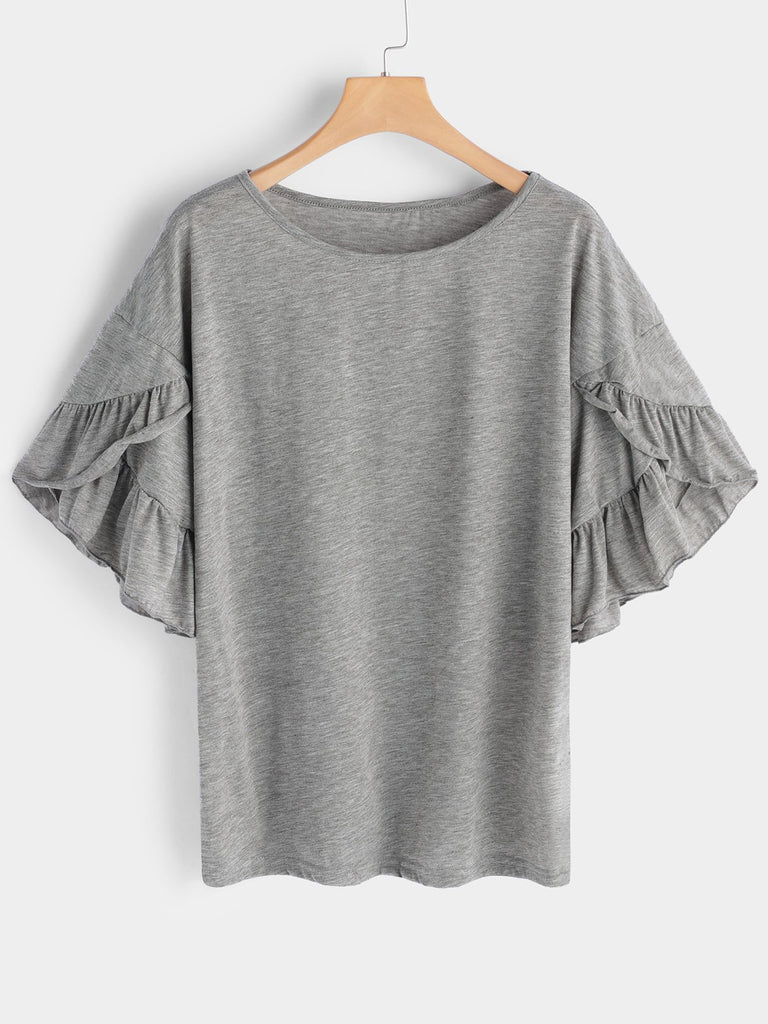 Half Sleeve Round Neck Grey T-Shirt