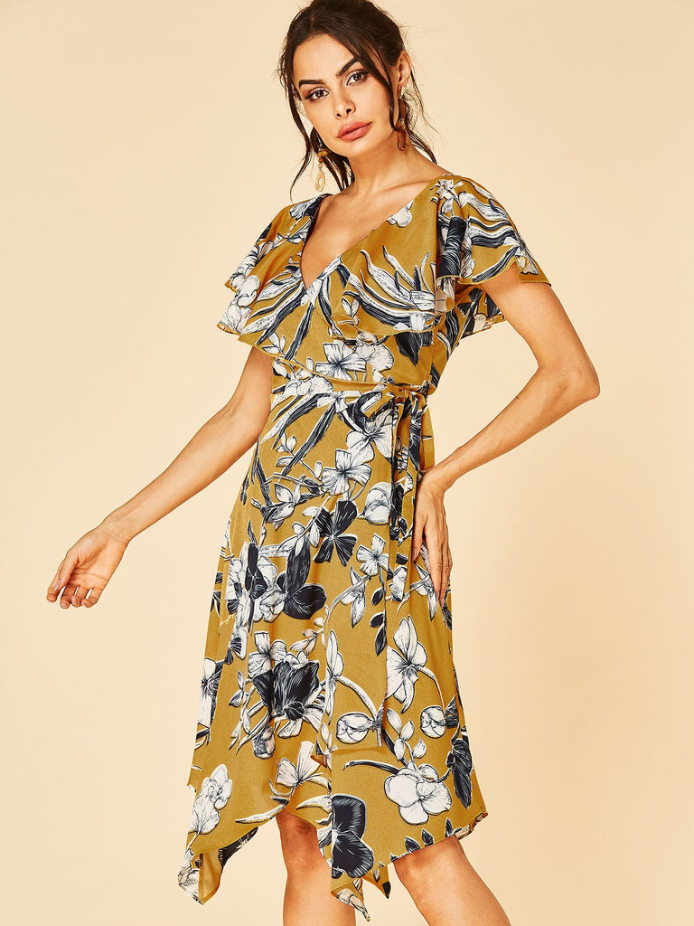 Ladies Yellow Floral Dresses