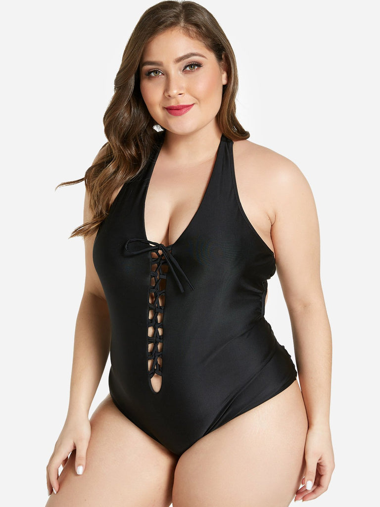 Ladies Black Plus Size Swimwear