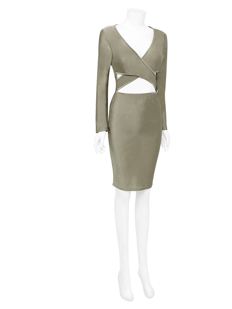 Ladies Khaki Midi Dresses