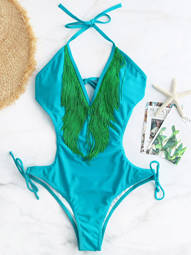 Ladies V-Neck One-Pieces Swimwears