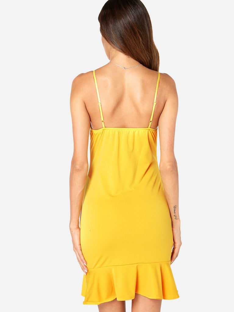 Womens Yellow V-Neck Dresses