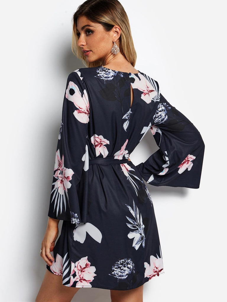 Womens Navy Floral Dresses
