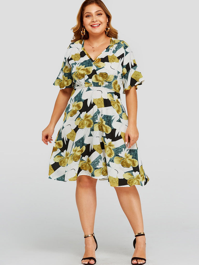 Womens Floral Plus Size Dresses