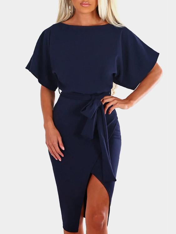 Ladies Navy Midi Dresses