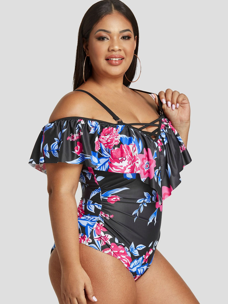 Ladies Black Plus Size Swimwear