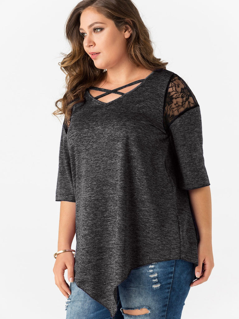 Ladies Grey Plus Size Tops