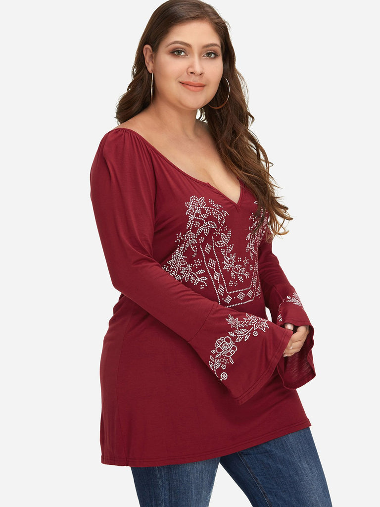 Ladies Red Plus Size Tops