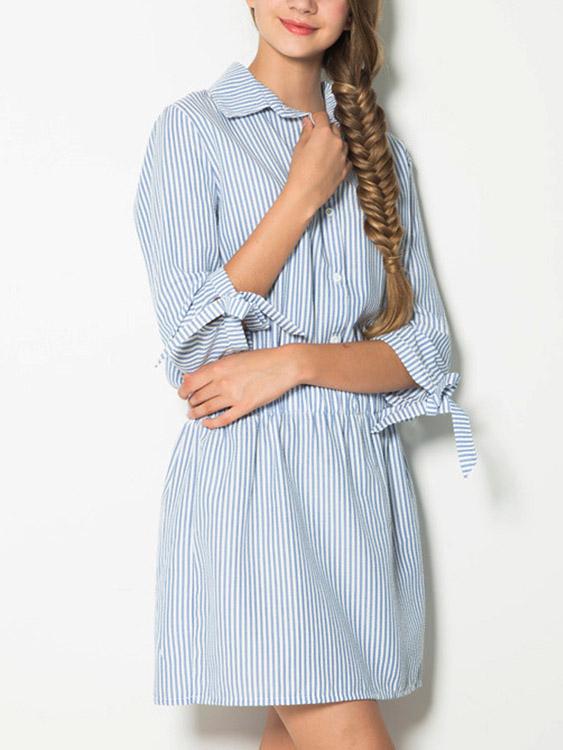 Ladies Striped Shirt Dresses