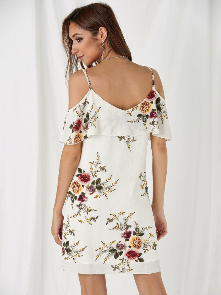 Womens White Floral Dresses