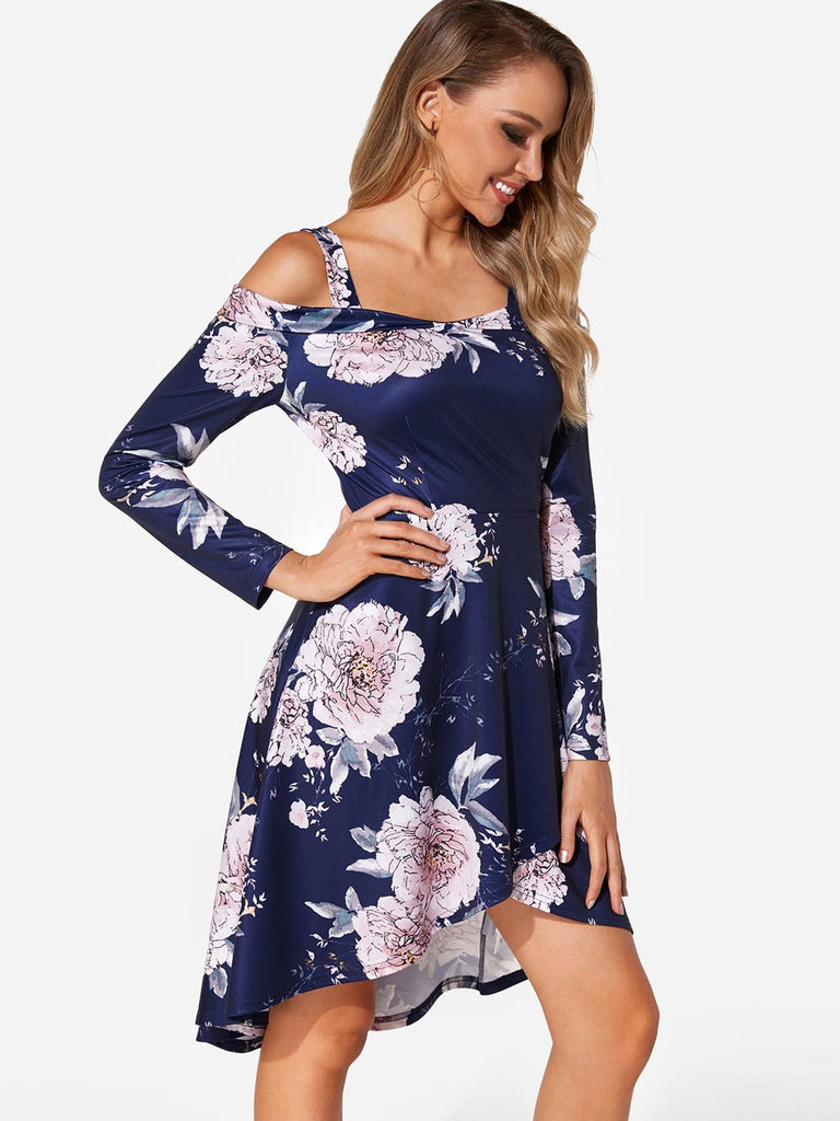 Ladies Navy Floral Dresses