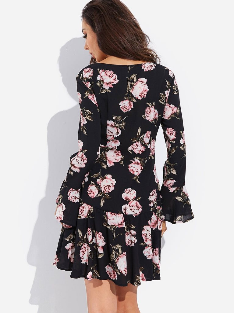 Womens Black Floral Dresses