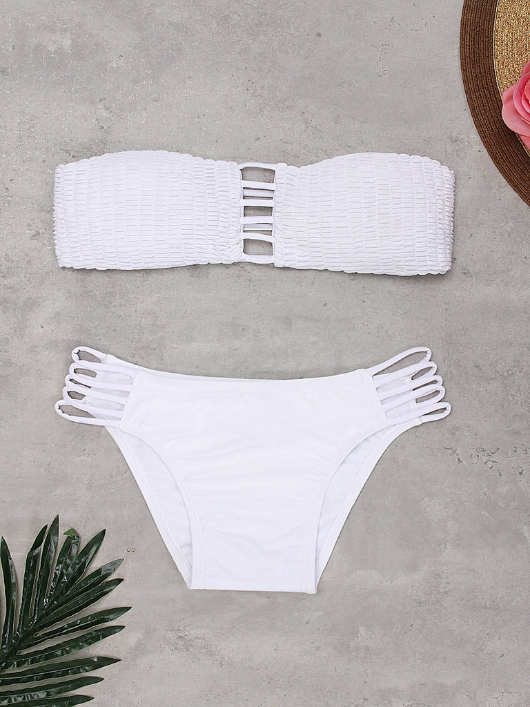 White Sleeveless Two Piece Bikinis