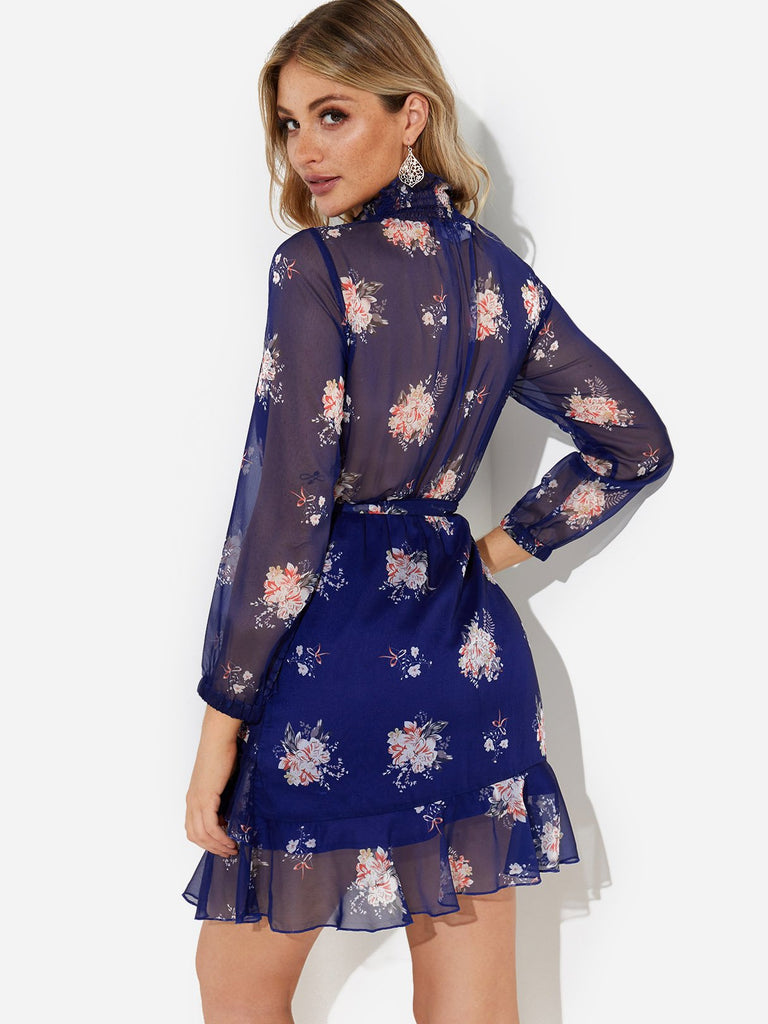 Womens Navy Floral Dresses
