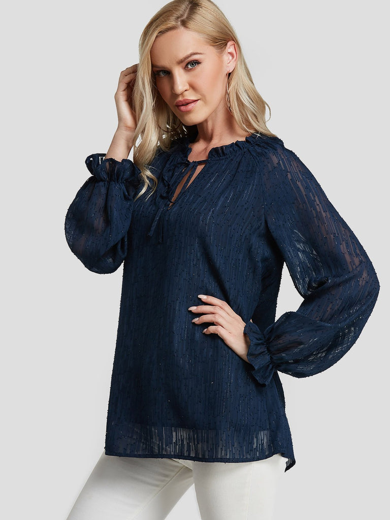 Long Sleeve Navy Blouses