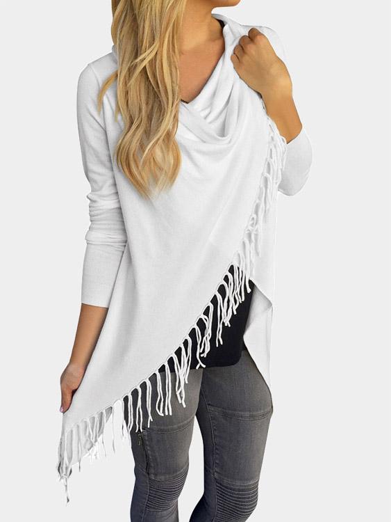 Tassel Details Irregular Hem T-Shirt