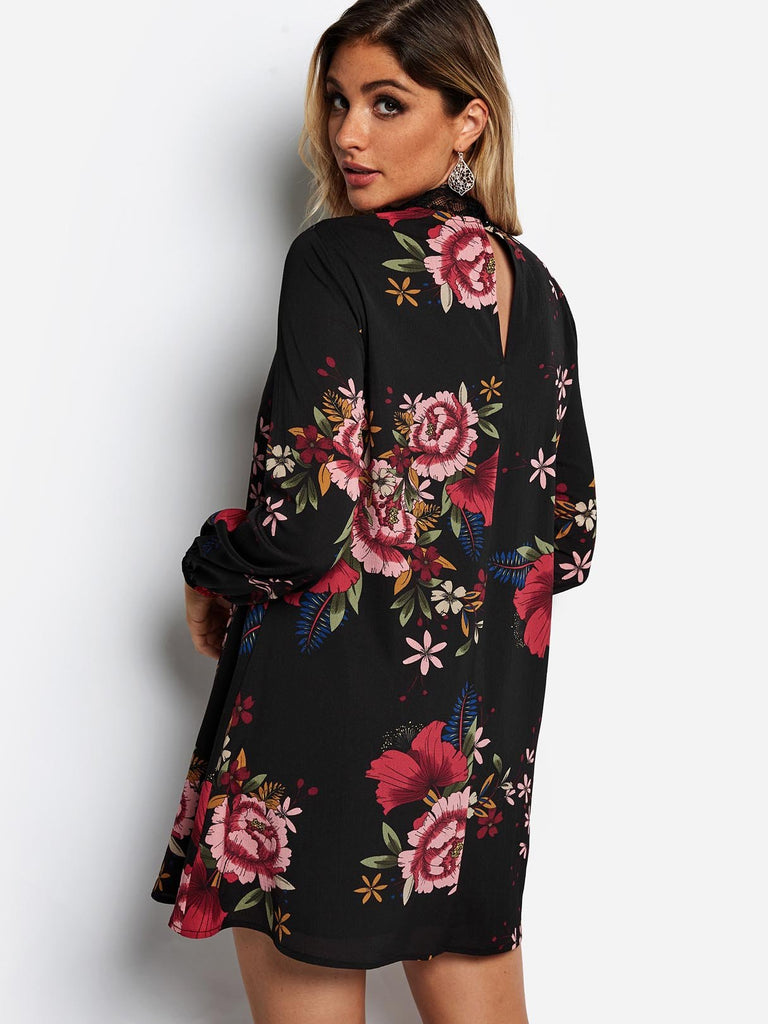 Womens Black Floral Dresses