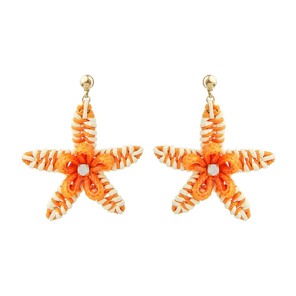 Alpine Plants Cords Woven Star Handmade Earrings