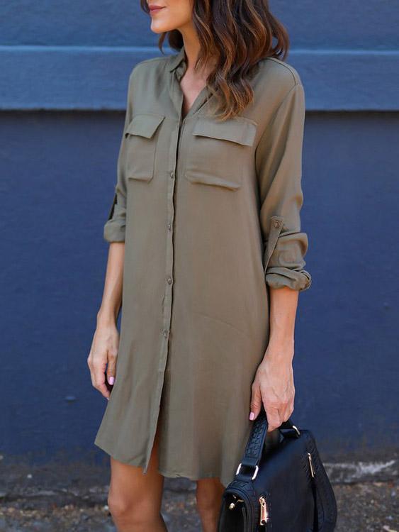 Womens Long Sleeve Shirt Dresses