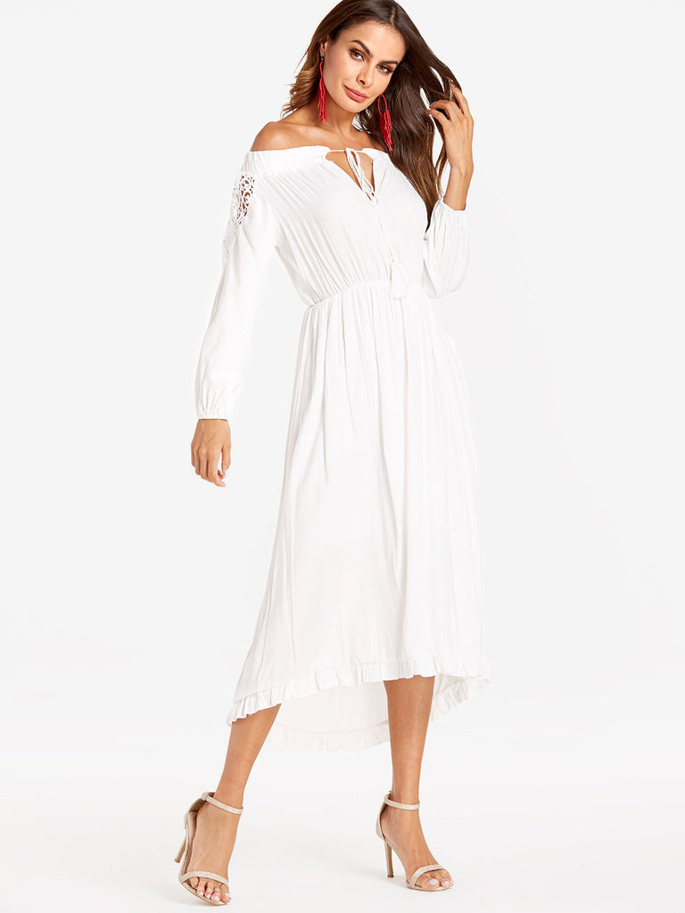 Ladies White Off The Shoulder Dresses