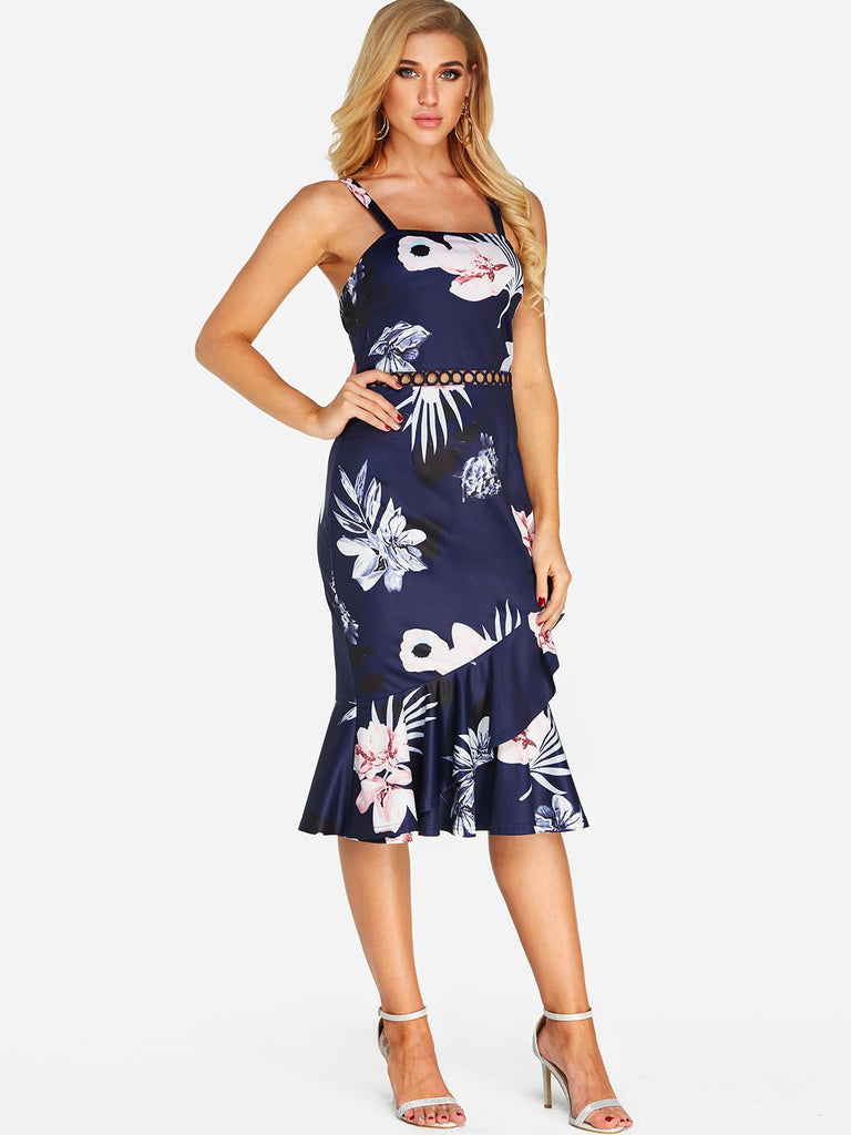 Ladies Navy Floral Dresses