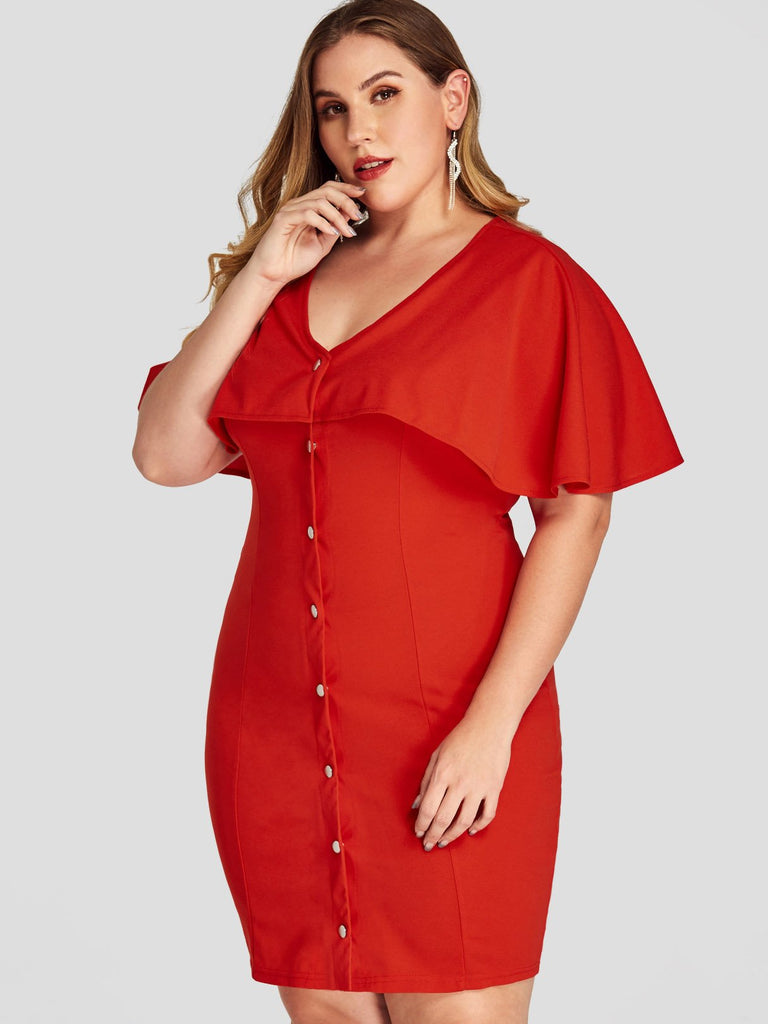 Ladies V-Neck Plus Size Dress