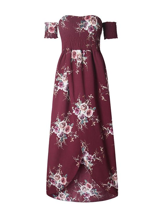 Womens Burgundy Floral Dresses