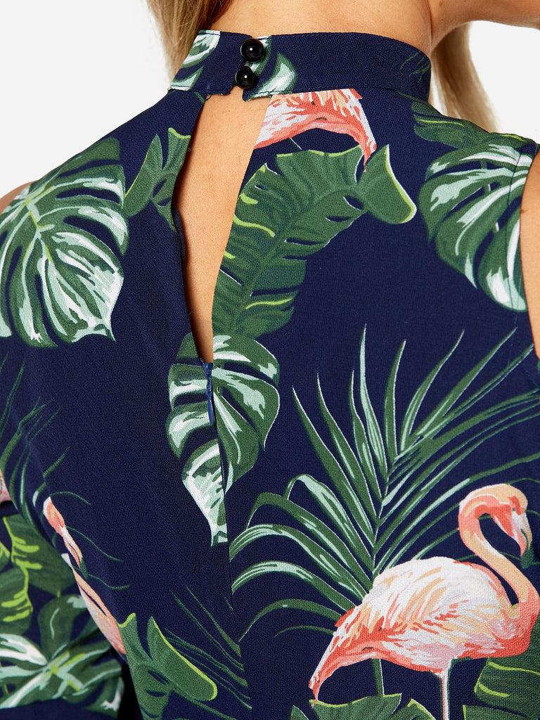 Womens Navy Floral Dress