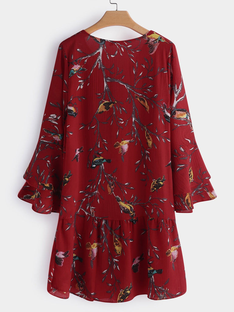 Womens Red Floral Dresses