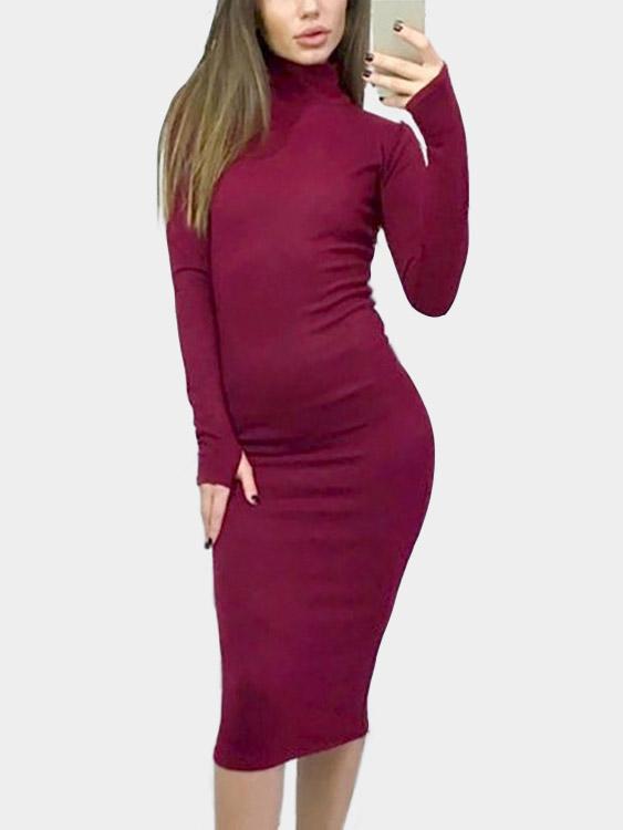 Plain Long Sleeve Dress