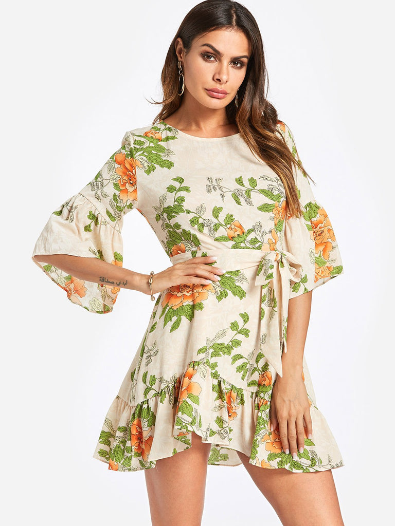 Ladies Green Floral Dresses