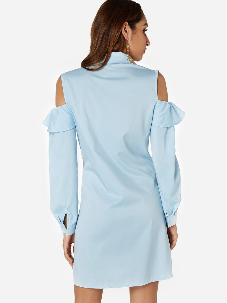 Womens Sky Blue Shirt Dresses