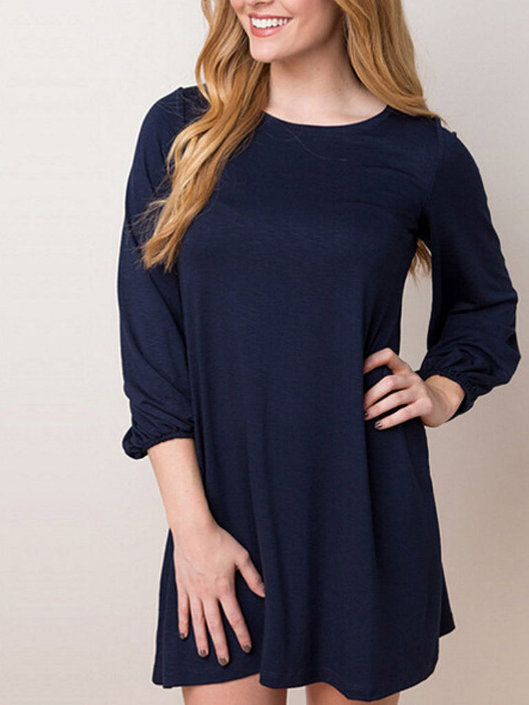 Navy Round Neck Mini Dress