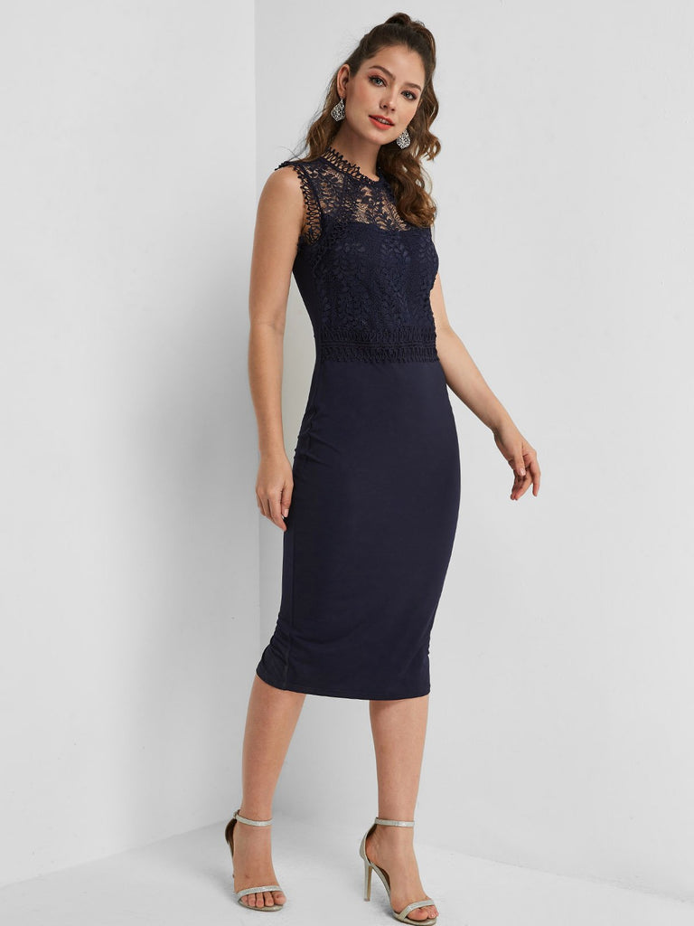 Ladies Navy Midi Dresses