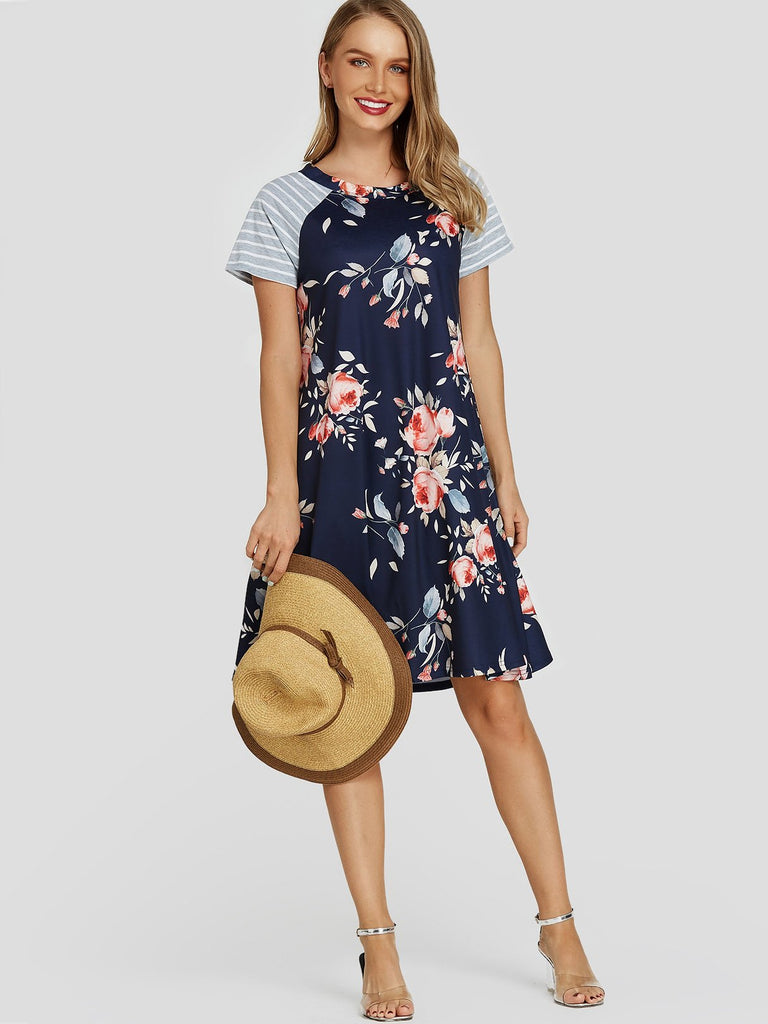Womens Navy Floral Dresses