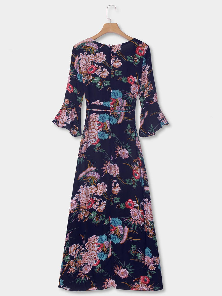 Ladies Blue Floral Dresses