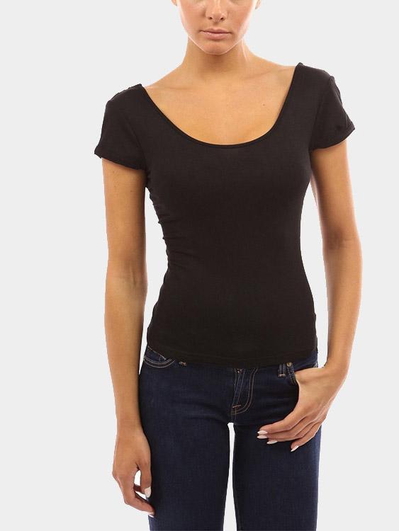 Scoop Neck Lace Black T-Shirts