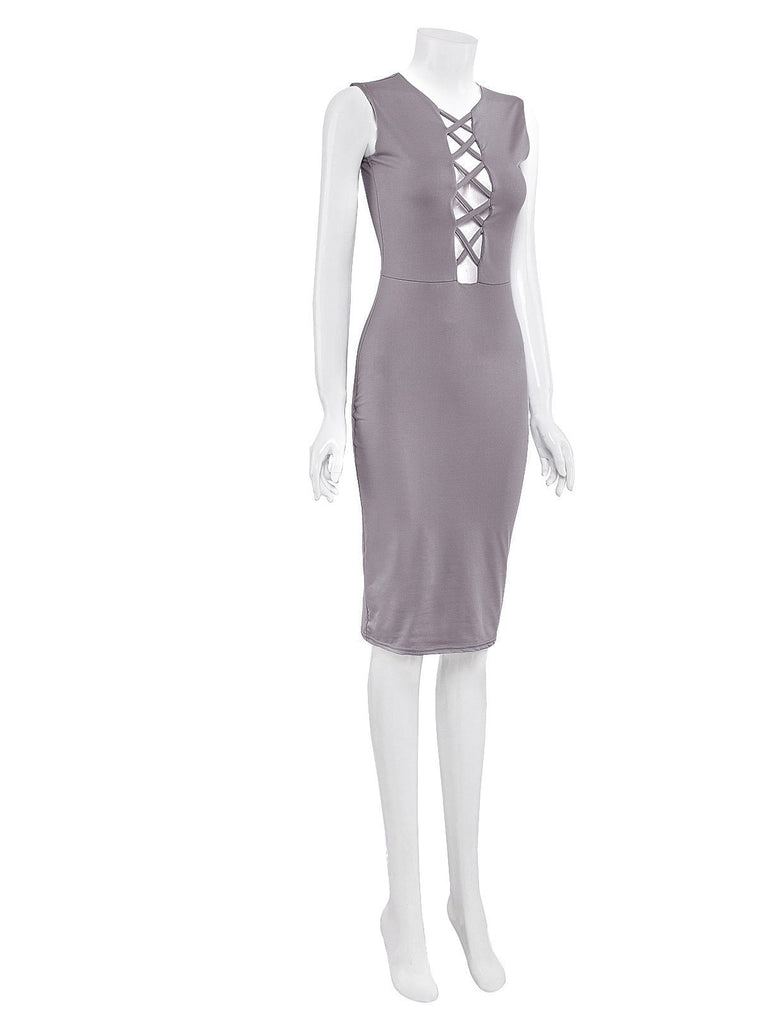 Ladies Grey Midi Dresses